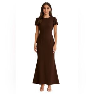 Nasty Gal Brown Short Sleeve Maxi Dress Women’s Size 8 – Evening, Cocktail